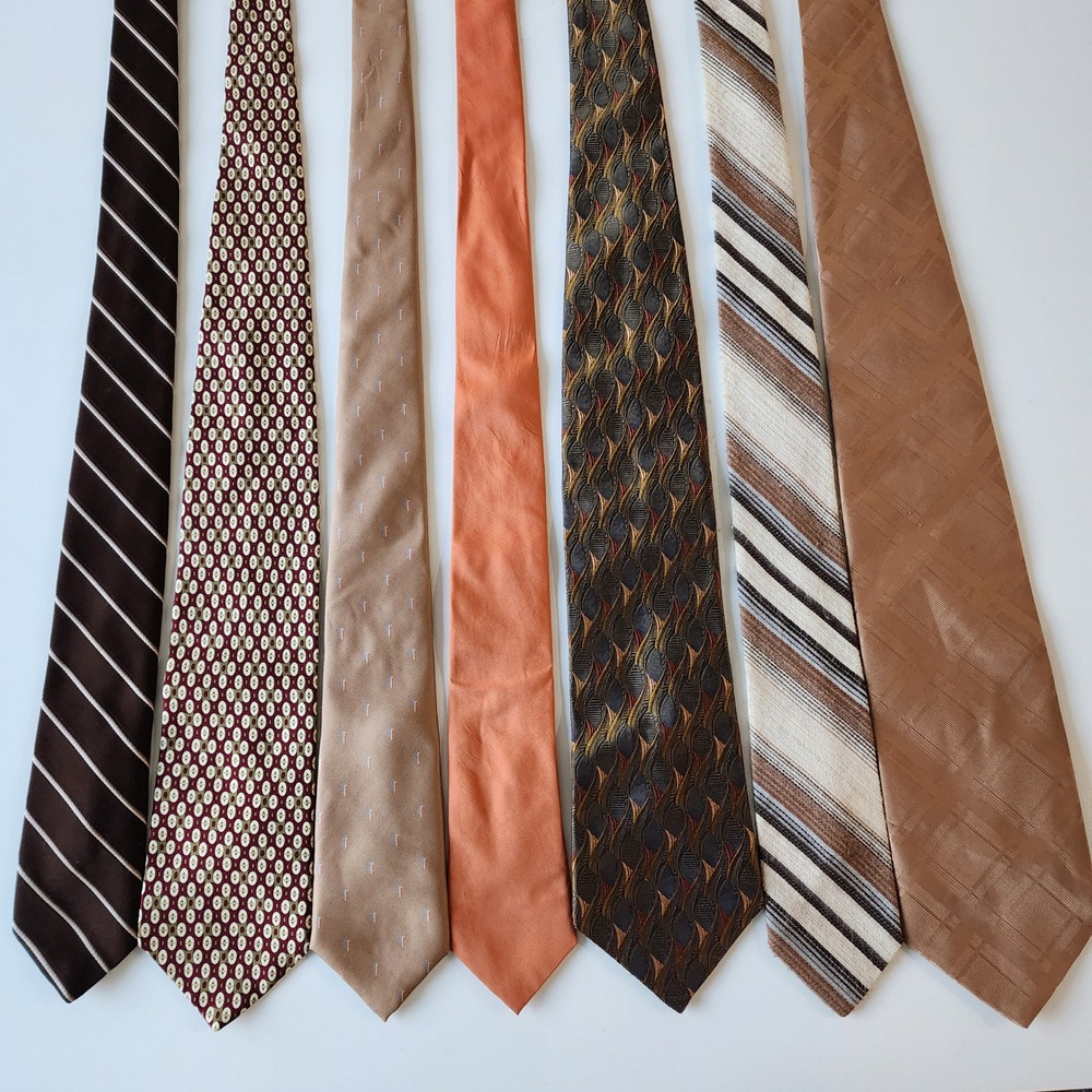 Earth Tone Necktie Lot Ben Sherman Principe Atlas Brown Orange Earthy Formal